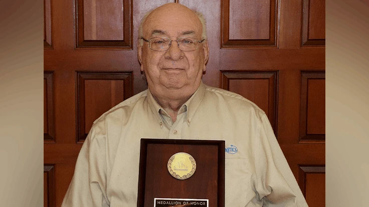AAS Medallion of Honor recipient Barry Ruta with his Medallion of Honor plaque 