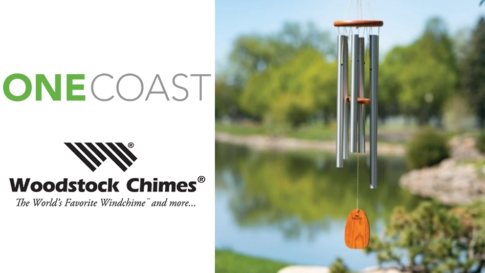 hanging windchimes with wood accents