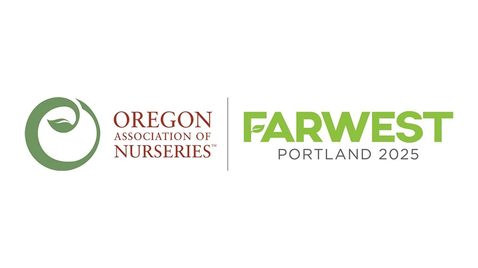 Two logos, one for the Oregon Association of Nurseries and the other for Farwest Show Portland 2025.
