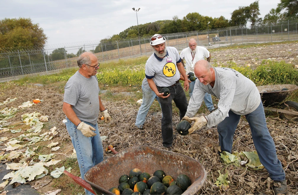 Education Director Scott Koepke operates a training program at a prison in Iowa. Inmates are taught all aspects of annual flower and vegetable production, from preparing soil and sowing seeds to fertilizing and watering seedlings.